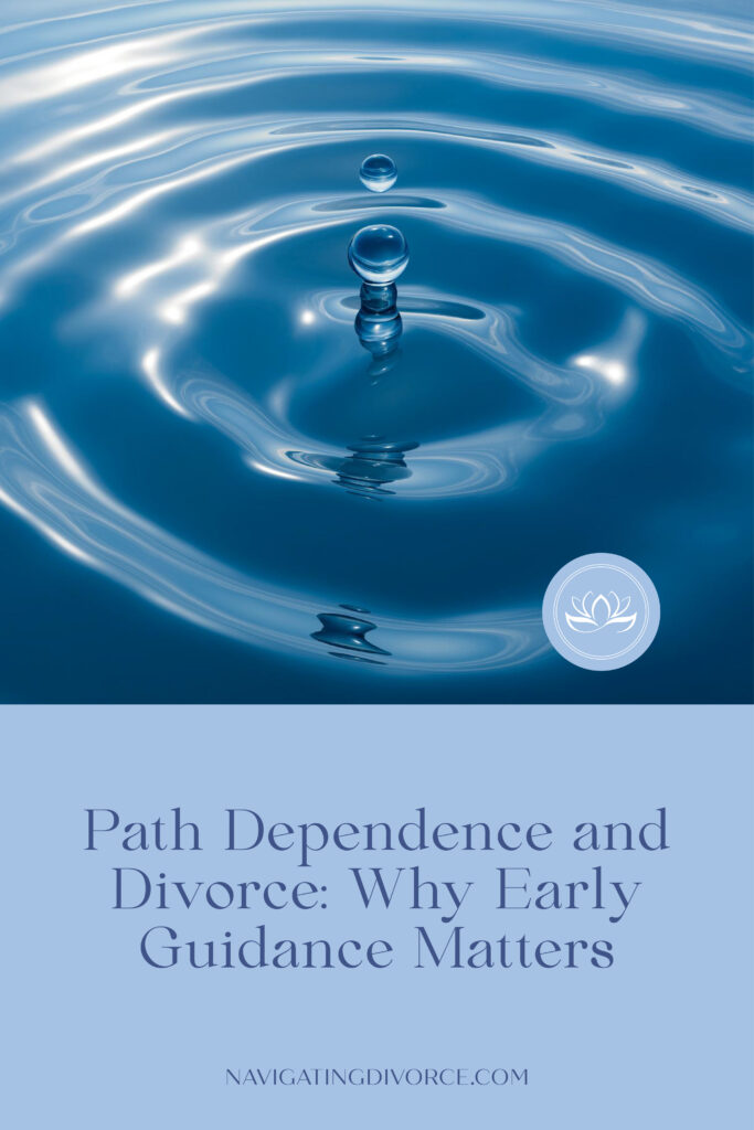 Drop of water creating ripples with the text "Path Independence and Divorce: Why Early Guidance Matters" beneath.